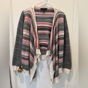 Forever 21 open-front waterfall Cardigan with striped knit pattern